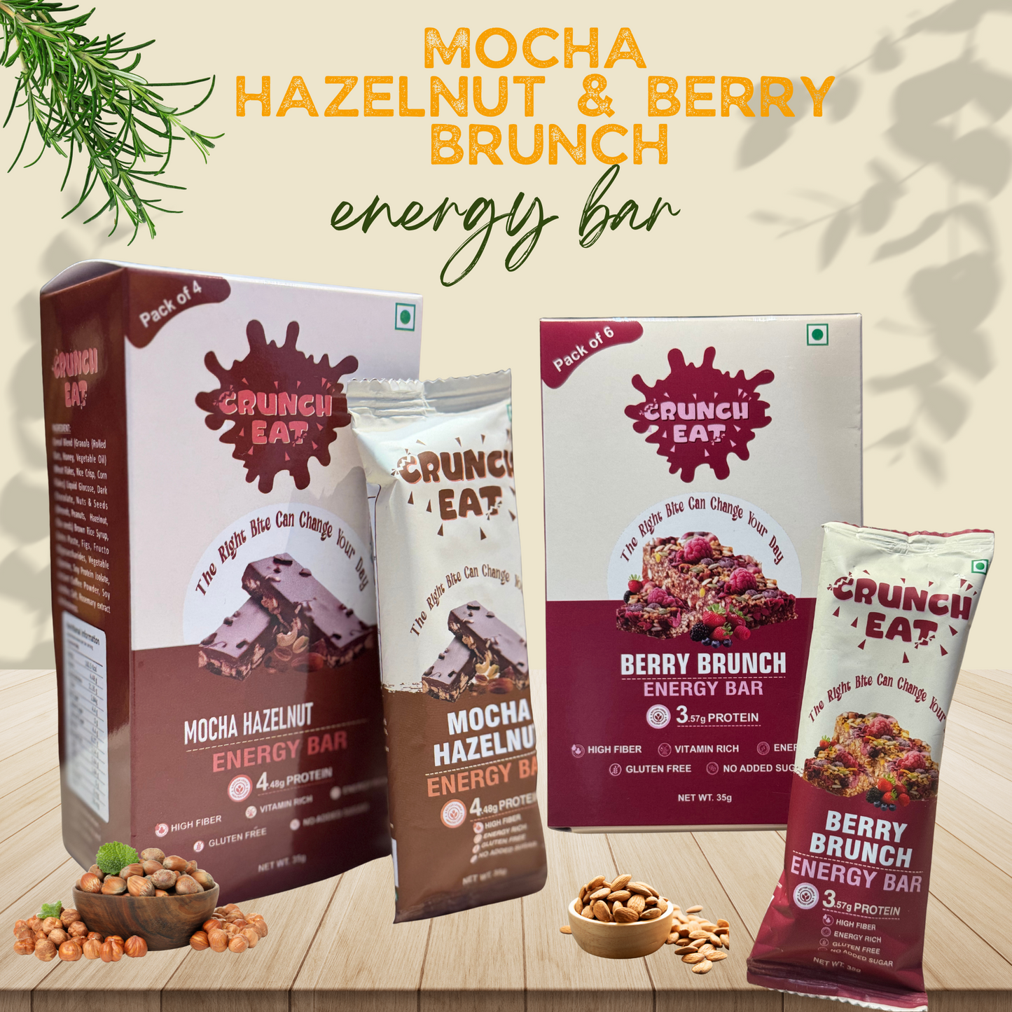 Mocha Hazelnut & Berry Brunch Energy Bar Pack (Combo)